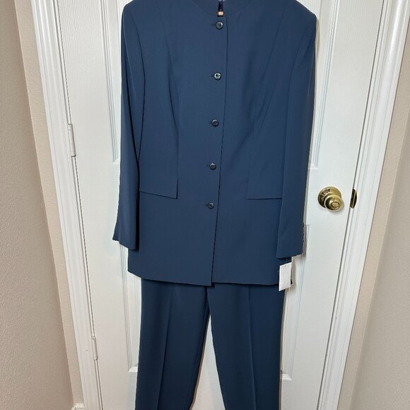 Vintage 90's 2 piece Blue Pant Suit Set Plus Size 14 NWT - Picture 11 of 11